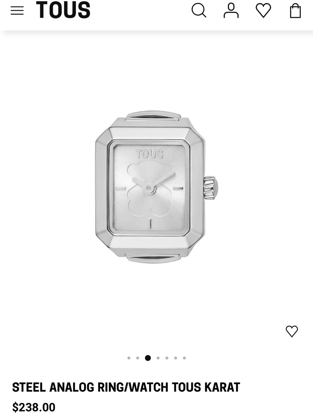 TOUS Silver Karat Steel Ring Watch - Picture 3 of 8